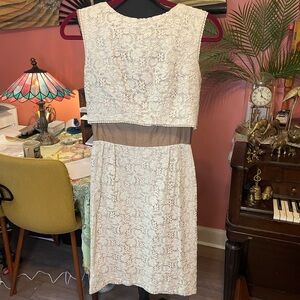 Mid Century Carol Craig sheath dress with beautiful lacy eyelet floral dress
